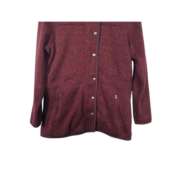 Womens Eddie Bauer Maroon Button Up Sweater Jacket S M - Picture 4 of 6